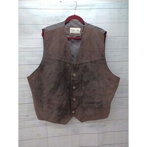 Greatland Suede Leather 4 Button Vest Brown Sz 3XL Chest 54"